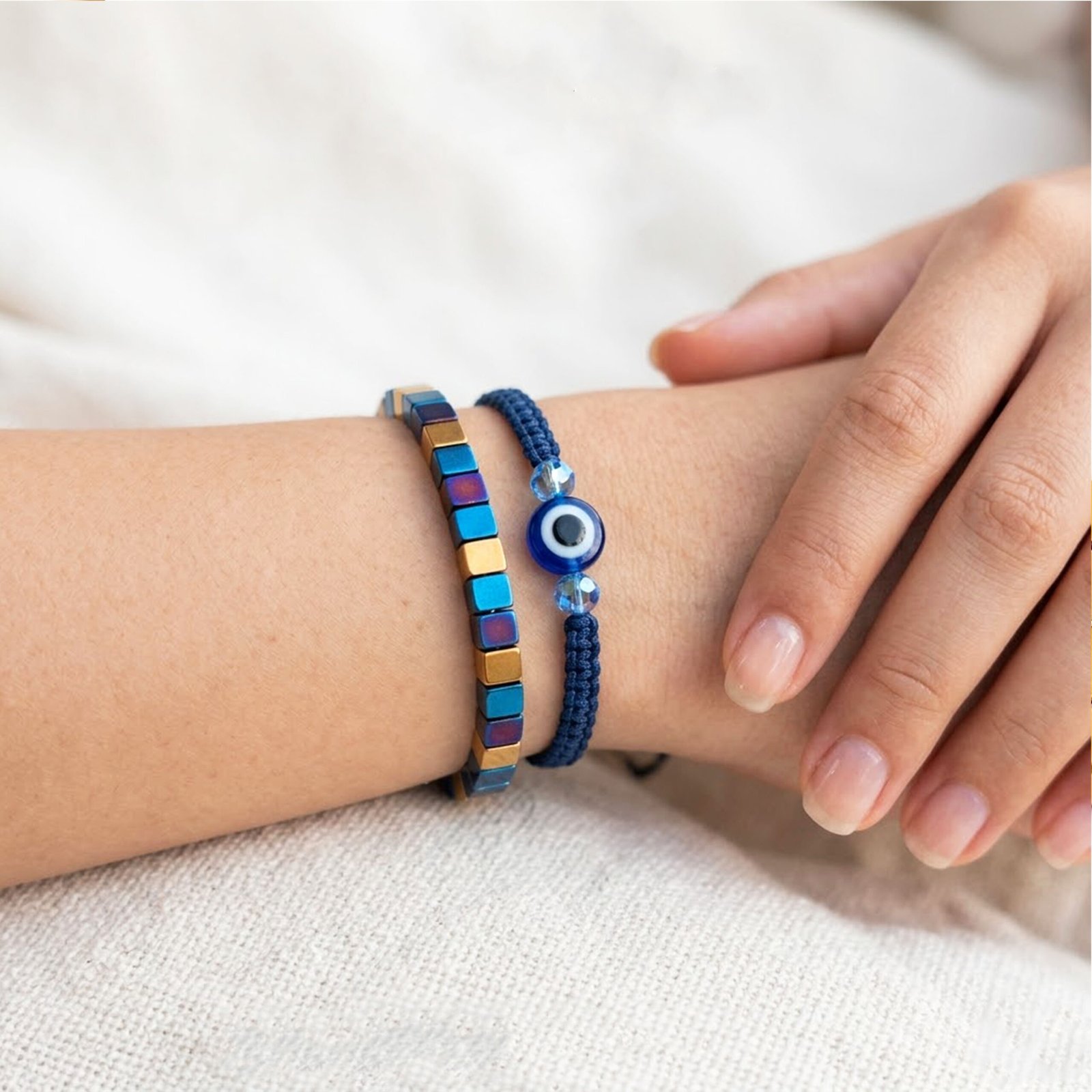 Blue Beads Evil Eyes Off Bracelets - Image 2