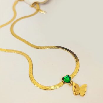 Emerald Heart Flutter Necklace