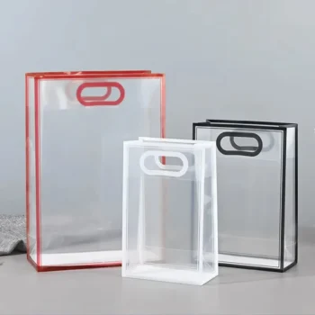 Transparent PVC Gift Bags with Colored Edges – Multipurpose Hand-Carry Packaging