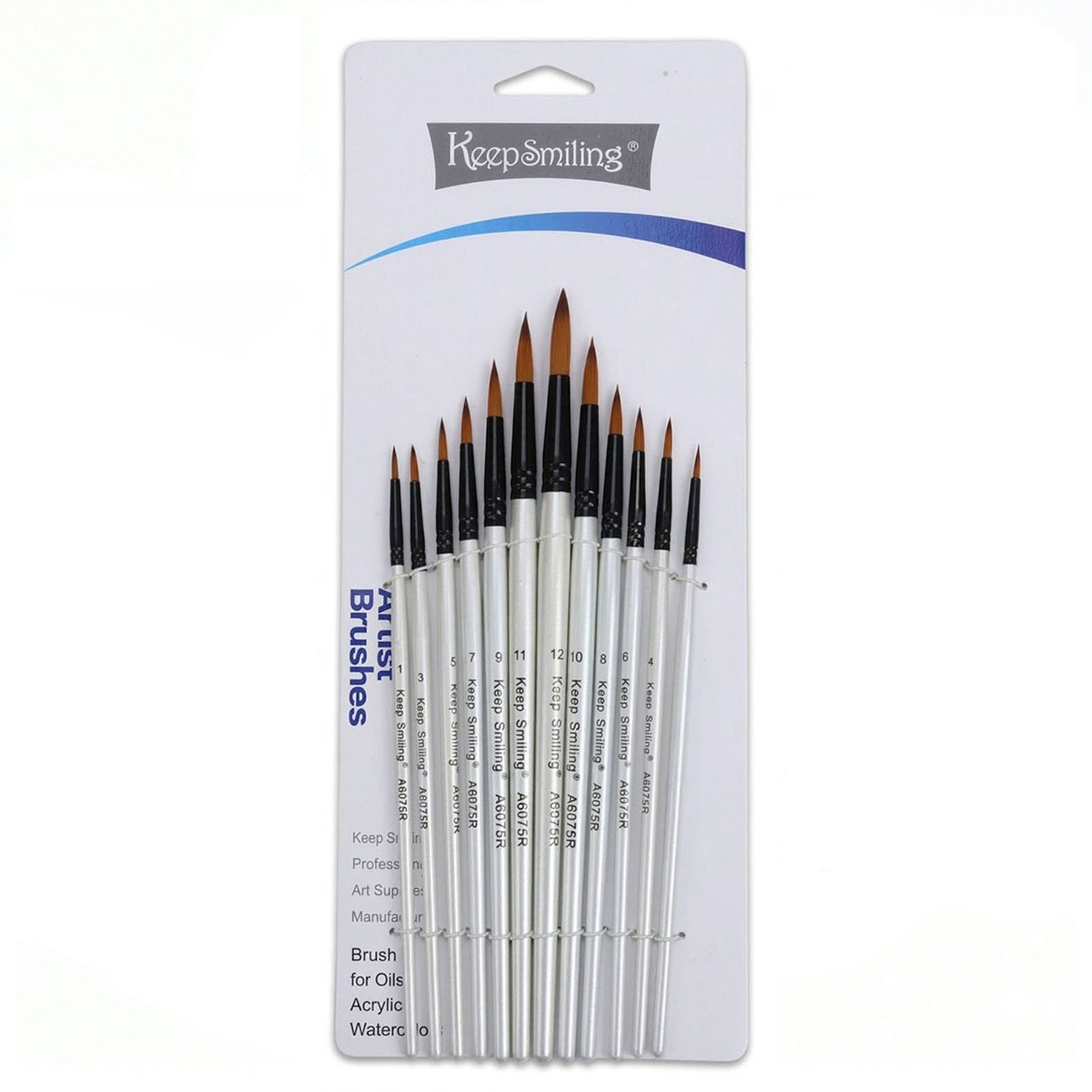 Keep Smiling Professional Fine Tip Round Brushes (Set of 12) - Image 2