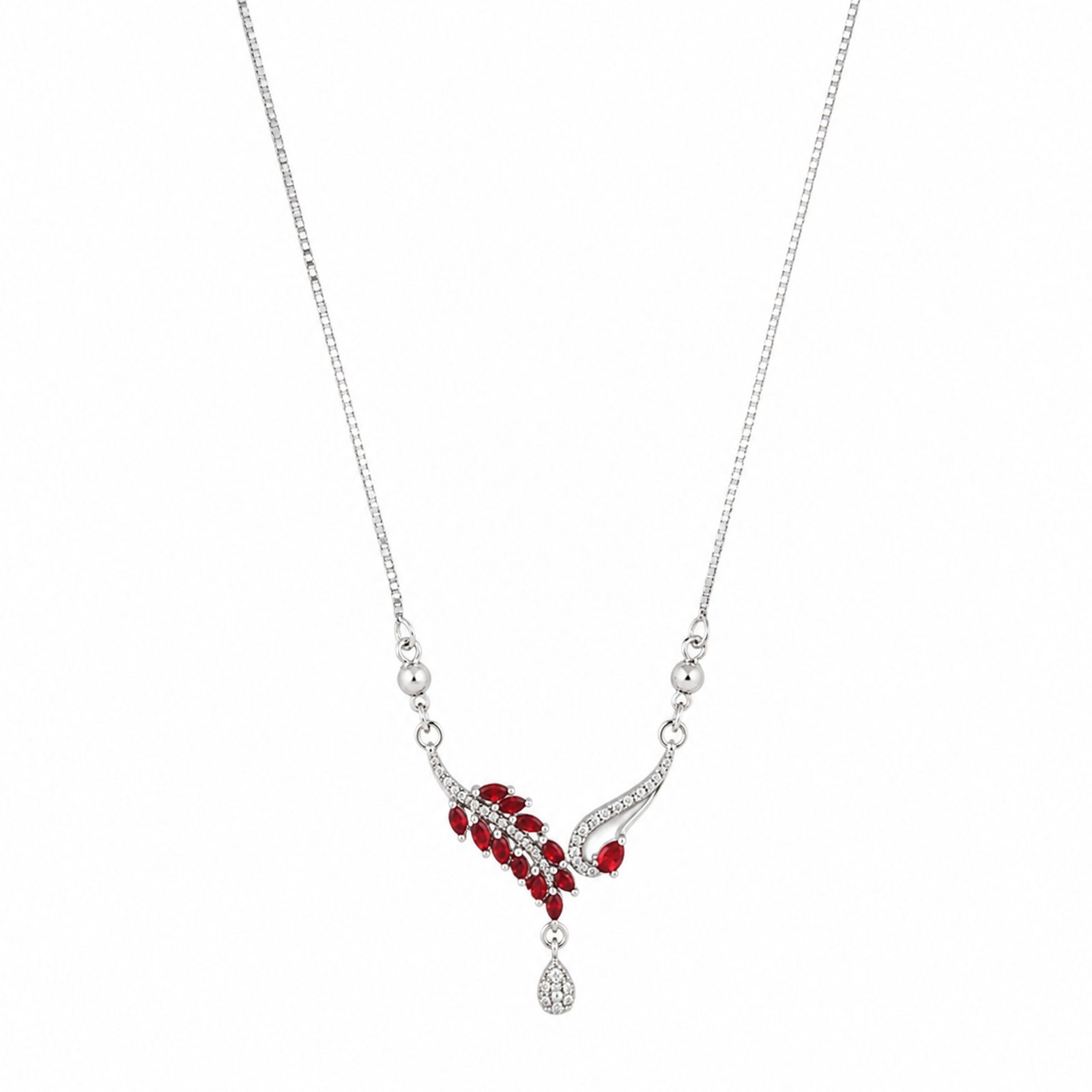 The Crimson Laurel Silver Necklace